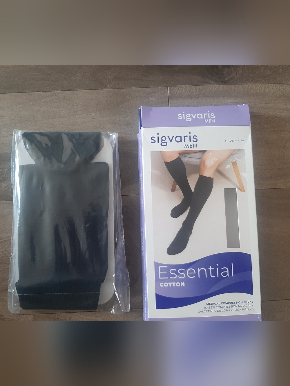 Sigvaris Men Essential Cotton Compression Knee-High 20-30mmHg Black Size SS